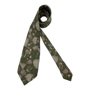 BORSALINO VINTAGE Green Fruit floral Silk LUXURY Tie ITALY